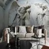 3D Gray Embossed Classical Angels Photo Wallpaper for Walls Modern Abstract Art Mural Papel De Parede 3D Wall Papers Home Decor