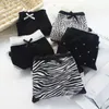 5 PCS Sexy Black Zebra Leopard Print Ropa interior de mujer Chica Soft Bow Briefs Bragas lindas para mujer Lencería Kawaii de alta calidad 220512