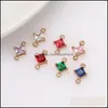 Charms Jewelry Findings Components New Fashion Deaigner K9 Crystal Pendant Charm Colorf Square Shape Transparent Pendants For Necklace Bra