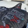 Zip Hoodie Männer Y2K Kleidung Hoodie Mode Hoodies Goth Strass Schmetterling Skelett Print Langarm Sweatshirt Übergroße Top 220721