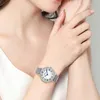 Montres-bracelets dames montre plein diamant cadran bracelet ensemble bracelet en maille horloge à quartz Relogio Mujer