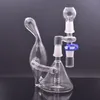 1 Set 6Inchs Recycler Dab Rigs Glass Hookahs tjock rökning Vattenrör Gravity Bong Bubbler med 14 mm Joint Reclaim Catcher Adapter