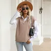 Dames truien 2022 herfst v-hals gebreide pullover vrouwen eenvoudige trui vest casual mouwloze slanke tops