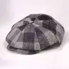 2022冬の女性八角形の帽子マン大サイズの帽子ウールペインターハットビッグヘッドメンプラスサイズ新聞セラーキャップ5559cm 5861cm J220722