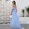 Sıradan elbiseler Avrupa ve Amerikan seksi zarif elbise 2022 Yaz Sonbahar Kaçınma Eğlence Tatil Tatil Mavi Askı Etek