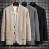 Suéteres masculinos Cardigan Cardigan Cardigan Preto Chaque Chaque Vestido Caso Dadro Negócio Lazer Escritório Coreano 2022 Recomendar Vender Olga22