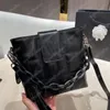 Black Tote Plaid Embroidery Handbag Crossbody Shoulder Bags Soft Leather Clutch Wallet Purse Pochette Handbags Totes Shopping Pack 2 Sizes