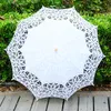 Cotton Bridal Parasol Handmade Lace Embroidery White Sun Umbrella Elegant Wedding Parasols