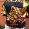 Man Designer Spring Shirts Autumn Blouse New European and American Mens Casual Long Sleeve Shirts Leopard Print Slim Fit Tops