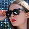 Groothandel zonnebril Pixelated Men Women Merk feestje Leukglazen Mozaïek UV400 Vintage Eyewear unisex cadeau speelgoedglazen