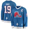 Maglie da hockey Joe Sakic 19 Jersey Quebec Nordiques Blu Bianco Squadre Colore Taglia M-XXXL Uomo cucito