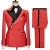 Classic Double-Breasted Wedding Tuxedos Peak Lapel Mens Suit Two Pieces Formal Business Mens Jacket Blazer Groom Tuxedo Coat Pants 01221