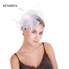 Headpieces Dot Tulle Bridal Hats Elegant Feathers Flowers Fascinators Black Women's Important Party Hair Accessories SH52Headpieces