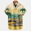 القمصان غير الرسمية للرجال ، قميص هاواي للرجال للرجال ثلاثي الأبعاد المطبوع أزياء في الهواء الطلق في الهواء الطلق عطلة شاطئ كبيرة الحجم القصير.