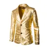 Großhandel Einzelhandel Beschichtetes Gold Silber Schwarz Jacken Hosen Männer Anzug Sets Kleid Marke Blazer Party Bühnenshow glänzende Kleidung 220801