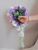 Wedding Flowers Taro Noble Purple Rose White Callalily Bridal Bouquets Cascading Bouquet Mariage Accessoirres Botonería