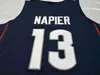 مصمم مخصص لكرة السلة قمصان المصمم رخيصة الرجال شباب نادر شباب خمر #13 UConn Shabazz Napier Jersey Size S-5XL أو أي اسم أو رقم قميص