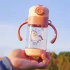 Bouteille de boisson d'eau en plastique de 360ml, avec paille et corde, bouteilles de Sport créatives de dessin animé, cadeaux pour enfants 20220530 D3