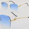 2022 New Designer Cheetah Series Gafas de sol sin montura de metal Hombre Mujer Lentes de corte de diamante Gafas de sol Acero inoxidable 18K Oro Hombre y mujer Marco cuadrado grande Tamaño: 61-20-140MM