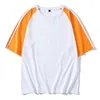 Custom Trend Harajuku Japanese Short Sleeve Men s Raglan Solid Color Blank T Shirt Hong Kong Style Joint Loose 220621