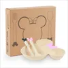 3Pcsset Wheat Straw Baby Dishes Cartoon Tableware Set Kids Dinner Platos Baby Feeding Plate Training Bowknot Bowl Spoon Fork 220715