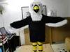 Schwarz-weißer Vogel-Fursuit-Maskottchen-Kostüm, pelzige Wanderkleidung, Anime-Kleid, Overall-Anzug