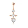 Women Fashion Piercing Crystal Heart Wing Belly Navel Ring Dangle Personality Body Jewelry Accessories