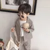 衣類セットボーイブレザーキッズスーツフォーマルコスチューム幼児服パーティーウェディングプリンスボーイズベイビーバースデー2598419のための英国スタイル