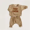 ファッション服セットスプリング幼児の女の子カジュアルトップセータールーズズボン2pcs生まれた男の子の服の衣装220802