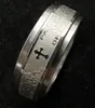 Band Rings Gold Silver Silver Rostfritt Steel English Lord's Prayer Cross Etaching Polishing Ring