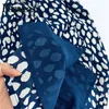 BAZALEAS ELEGANT JUSTERA SPAGHETTI REMS Vestido Blue Leopard Print Women Midi Dress Vintage Elastic Bust Side Split 220611