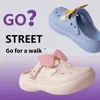 Slippers Mo Dou New Style Clogs Shoes Women's Lovely Summer Thick Sole Cute Bowknot Girls Sandals Outdoor Street Beach Summer Slippers 220428