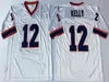 wskt 저렴한 남자 레트로 Jim 12 Kelly Thurman 34 Thomas 78 Bruce Smith 83 Andre Reed Vintage Football Jerseys Sticthed Blue White S-3XL