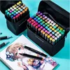 304060 Color Doublehead Touch Marker Pens Oily Student Comic Industry Interior Design Hand Painting Set Y200709
