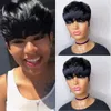 Bob corto Pelucas de cabello humano Pixie Cut Straight Remy Brazilian Hair para mujeres negras Peluca sin cola hecha a máquina