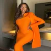 Högkvalitativ blå orange landningsbanan Bownot One Shoulder Long Sleeve Rayon Bandage Dress Cocktail Party BodyCon Dress Vestidos 220509