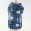 Mode Gänseblümchenmuster Haustiere Hundebekleidung Jacke Denim Haustierkleidung für kleine Hunde Dackel Bichon Cowboy Katze Weste Frühling XS-XXL YF0042