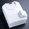 Jesień Zima Męska Thermal T Shirt Soft Velvet Gruby Z Długim Rękawem T-Shirt Men Black White Slim Fit Plus Size 5xl Tshirt Homme 220408