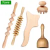 Tcare 5 Pezzi Strumenti per Massaggio Terapia del Legno, Maderoterapia Colombiana, Drenaggio Linfatico Massaggiatore Roller Therapy Cup, Anti Cellulite 220512