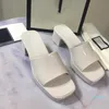 2022 Tasarımcılar Ayakkabı Yüksek Kalite Retro Kadın Terlik Yaz Rahat Kauçuk Slayt Sandalet Kutusu ile 6 cm Topuk