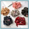 Hair Accessories Tools Products Women Chiffon Big Scrunchies Solid Ties Lace Elastic Bands Summer Headwear Girls Black Cotton Drop Deliver
