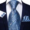 Light Blue Striped Novelty Silk Wedding Tie For Men Handky Cufflinks Nicktie Set Fashion Design Business Party Dropship