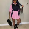 2022 Spring Fashion Casual Shirt Dress Lace Up Vest Skirt Two Piece Set Multicolor Sexy Plus Size Outfits