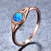 Eheringe Bamos Mode runder Ring mit Stein Weiß/Blau/Lila Feueropal Finger Roségold gefüllt Vintage für Frauen GeschenkeHochzeit