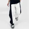 White Black Patchwork Letter Embroidery Casual Trousers Men and Women High Street Straight Oversized Loose Joggers Sweatpants T220803