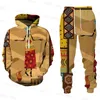 Survêtements pour hommes Ensemble de sweat à capuche imprimé Totem africain pour hommes Survêtement vintage Homme Vêtements de mode surdimensionnés Confortable Casual Hooded Street