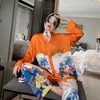Pajamas para mujeres Juego de ropa de dormir de coco naranja como ropa de dormir como ropa de casa V Nightwear Nightwear