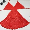 H80S90 Mulheres Sexy Handmade Crochet Profundo Decote Em V Backless Oco Out Praia Swimwear Lady Feminino Tank Top Bikini Dress 220331