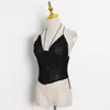 TWOTWINSTYLE Sexy Vest Tops For Women Halter Sleeveless Backless Short Camis Vests Female Summer Fashion Clothing 220318