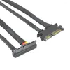 Computer Cables & Connectors 22Pin SATA Male To 90 Degree Angled Female Serial Cable Data Cord Line Extension Nylon Sleeved BlackComputer